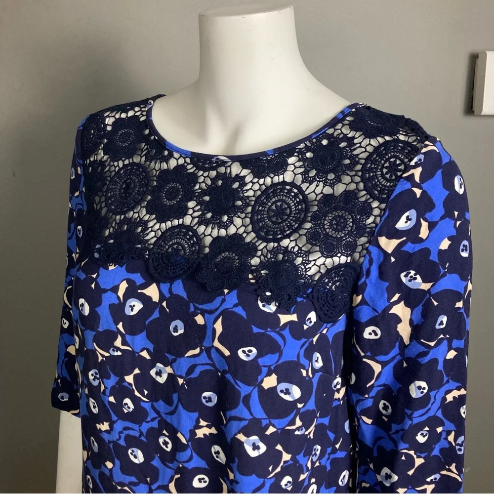 Boden dress size 8 lace mixed media floral blue black lace whimsigoth - Picture 3 of 9
